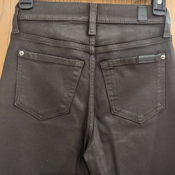 7 for All Mankind Women's Coated High Waist Slim Kick Chocolate Jeans Size24 - Picture 4 of 7